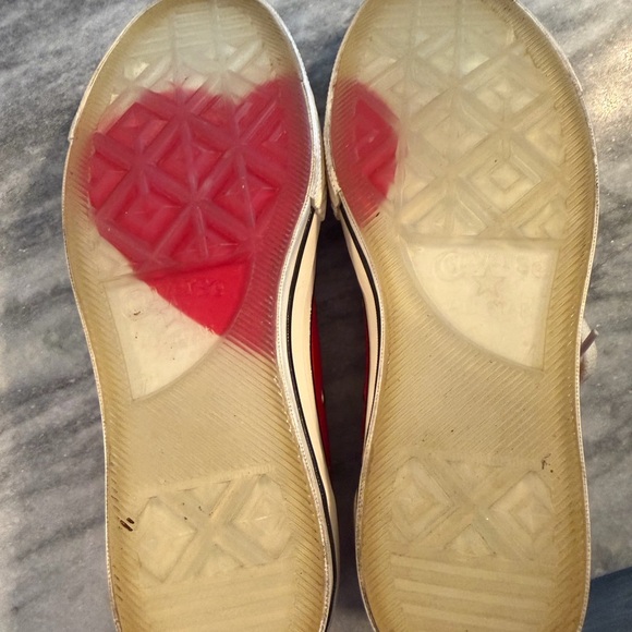 Converse Red and White High Top Canvas Sneakers - Picture 7 of 9